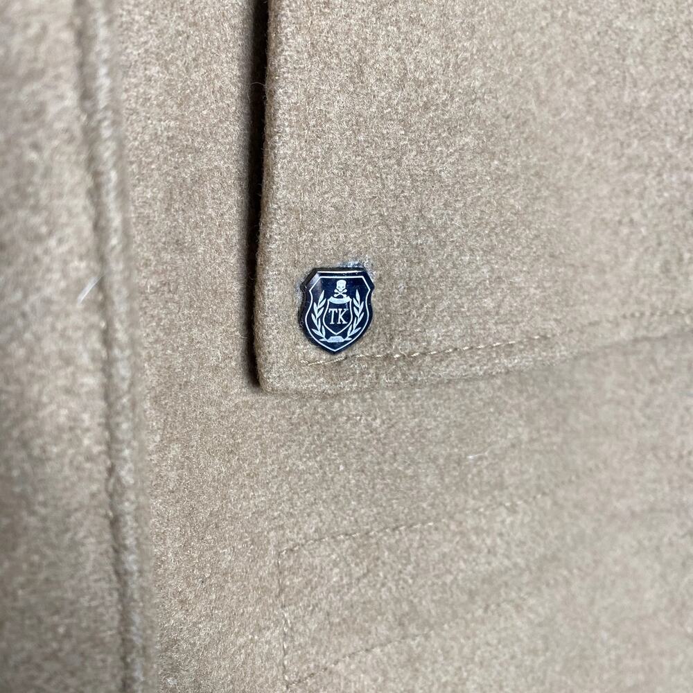 The Kooples Wool Blend Mockneck Utility Pea Coat Small Snap Front Zip Jacket Tan - Picture 6 of 15